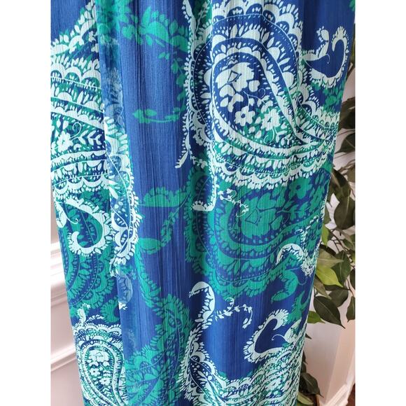 Old Navy Women's Blue & Green Polyester Off The Shoulder Long Maxi Dress Size S - Picture 6 of 14